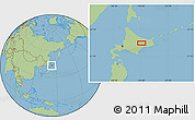 Savanna Style Location Map of the area around 43° 27' 40" N, 143° 43' 29" E