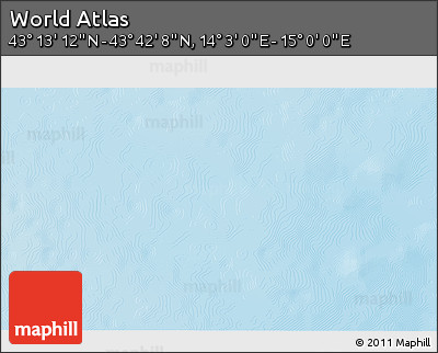 Physical 3D Map of the Area around 43° 27' 40" N, 14° 31' 30" E