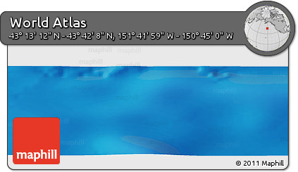 Physical Panoramic Map of the Area around 43° 27' 40" N, 151° 13' 29" W