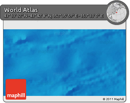 Physical 3D Map of the Area around 43° 27' 40" N, 153° 4' 29" E