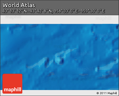 Physical 3D Map of the Area around 43° 27' 40" N, 159° 1' 30" E