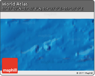 Physical 3D Map of the Area around 43° 27' 40" N, 159° 1' 30" E