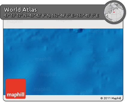 Physical 3D Map of the Area around 43° 27' 40" N, 163° 16' 30" E