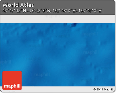 Physical 3D Map of the Area around 43° 27' 40" N, 163° 16' 30" E