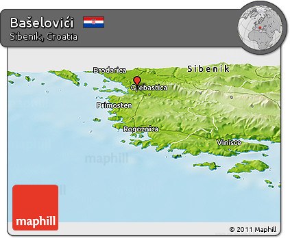Physical Panoramic Map of Bašelovići