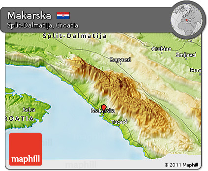 Physical 3D Map of Makarska