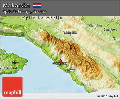 Physical 3D Map of Makarska