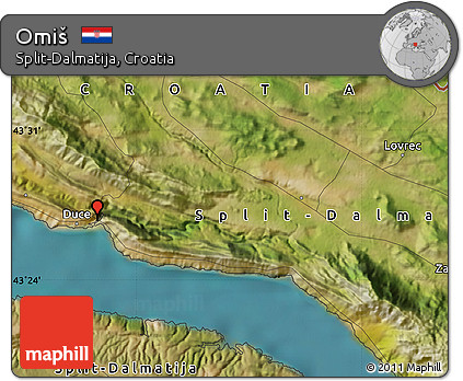 Satellite Map of Omiš