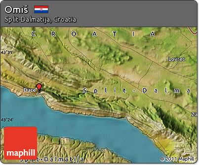 Satellite Map of Omiš