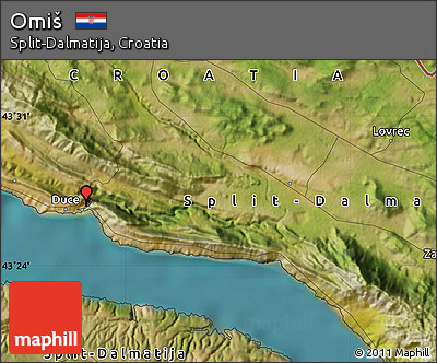 Satellite Map of Omiš
