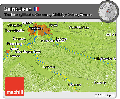 Physical Panoramic Map of Saint-Jean