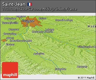 Physical Panoramic Map of Saint-Jean