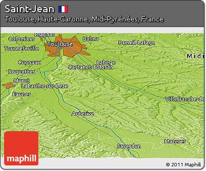 Physical Panoramic Map of Saint-Jean