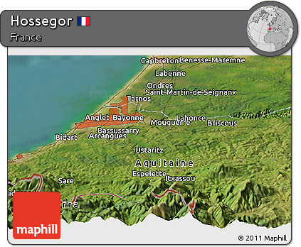 Satellite Panoramic Map of Hossegor