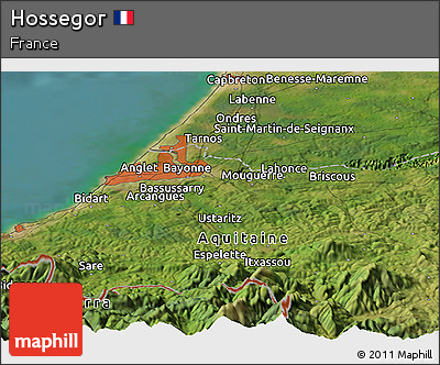 Satellite Panoramic Map of Hossegor