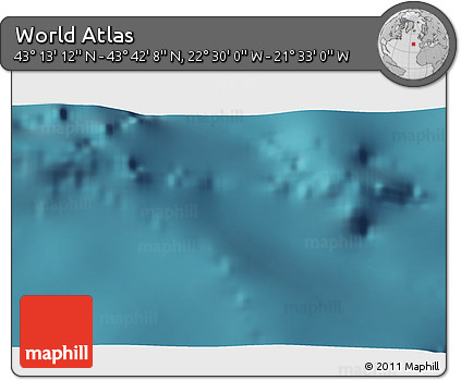 Satellite 3D Map of the Area around 43° 27' 40" N, 22° 1' 29" W
