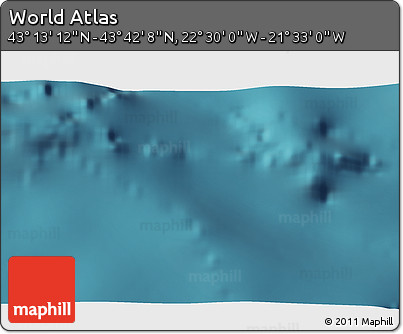 Satellite 3D Map of the Area around 43° 27' 40" N, 22° 1' 29" W