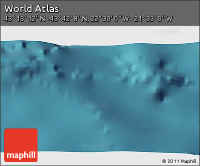 Satellite 3D Map of the Area around 43° 27' 40" N, 22° 1' 29" W