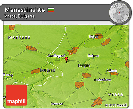 Physical 3D Map of Manastirishte