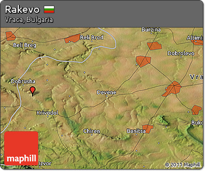 Satellite 3D Map of Rakevo