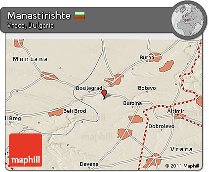 Shaded Relief 3D Map of Manastirishte