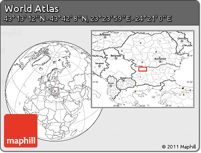 Blank Location Map of the Area around 43° 27' 40" N, 23° 52' 30" E