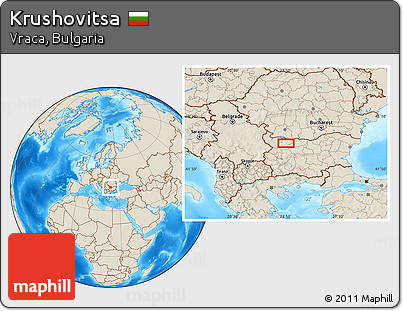 Shaded Relief Location Map of Krushovitsa