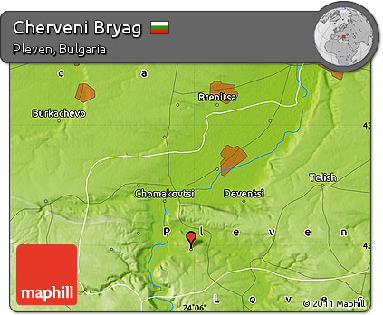 Physical Map of Cherveni Bryag
