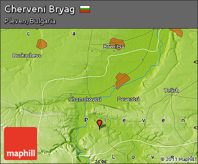 Physical Map of Cherveni Bryag