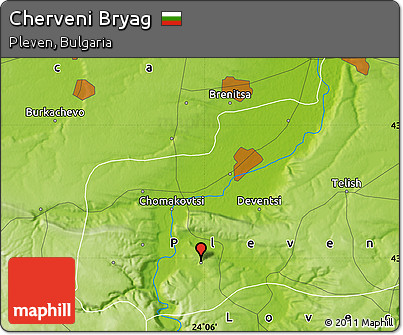 Physical Map of Cherveni Bryag