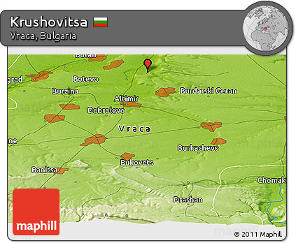 Physical Panoramic Map of Krushovitsa