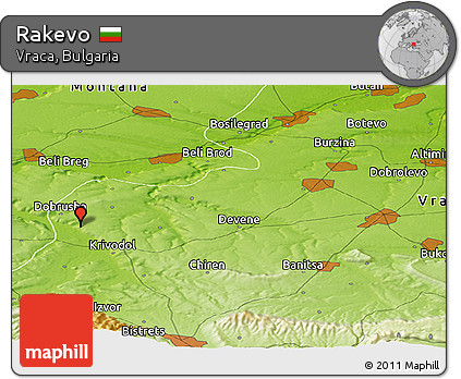 Physical Panoramic Map of Rakevo