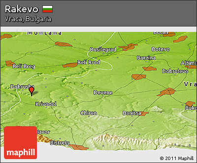 Physical Panoramic Map of Rakevo