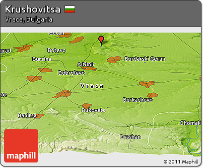 Physical Panoramic Map of Krushovitsa
