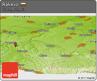 Physical Panoramic Map of Rakevo