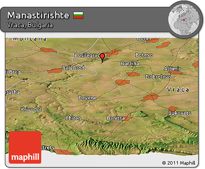 Satellite Panoramic Map of Manastirishte