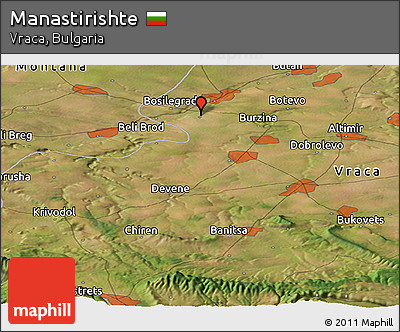 Satellite Panoramic Map of Manastirishte