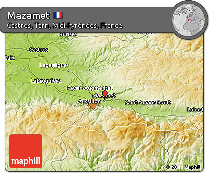 Physical 3D Map of Mazamet