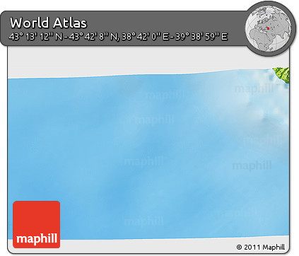 Physical 3D Map of the Area around 43° 27' 40" N, 39° 10' 29" E