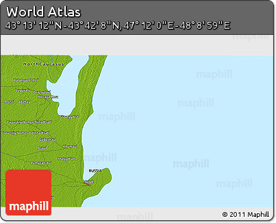 Physical 3D Map of the Area around 43° 27' 40" N, 47° 40' 29" E