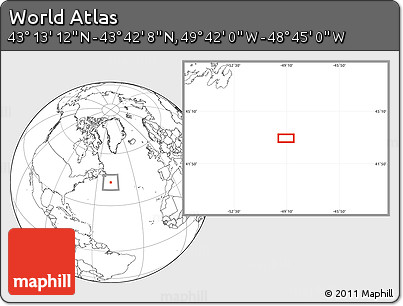 Blank Location Map of the Area around 43° 27' 40" N, 49° 13' 30" W