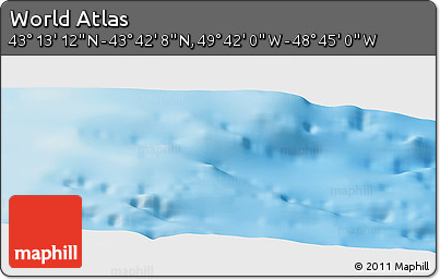 Physical Panoramic Map of the Area around 43° 27' 40" N, 49° 13' 30" W