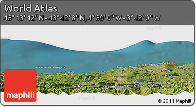 Satellite Panoramic Map of the Area around 43° 27' 40" N, 4° 10' 30" W