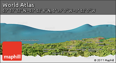 Satellite Panoramic Map of the Area around 43° 27' 40" N, 4° 10' 30" W