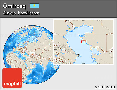 Shaded Relief Location Map of Ömirzaq