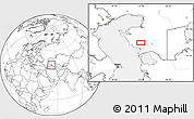 Blank Location Map of the area around 43° 27' 40" N, 52° 46' 29" E