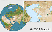 Satellite Location Map of the area around 43° 27' 40" N, 52° 46' 29" E