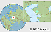 Savanna Style Location Map of the area around 43° 27' 40" N, 52° 46' 29" E