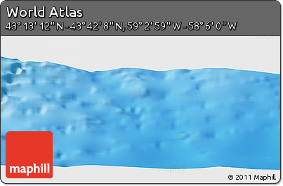 Shaded Relief Panoramic Map of the Area around 43° 27' 40" N, 58° 34' 30" W