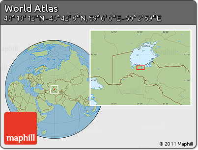 Savanna Style Location Map of the Area around 43° 27' 40" N, 59° 34' 30" E